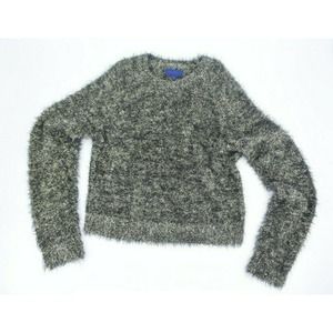 Aeropostale Womens Black Gold Tinsel Crew Neck Holiday Sweater Size XL